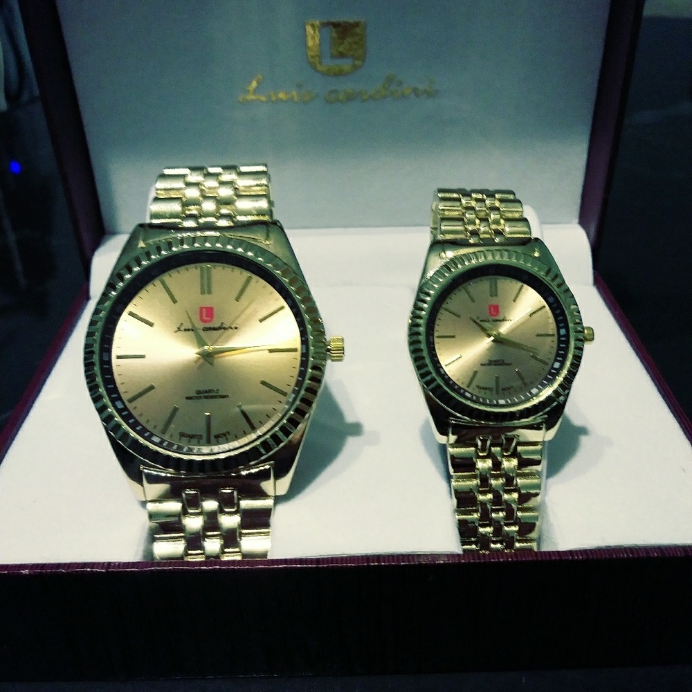 His&Hers Matching Luis Cardini Quartz MOVT Watches